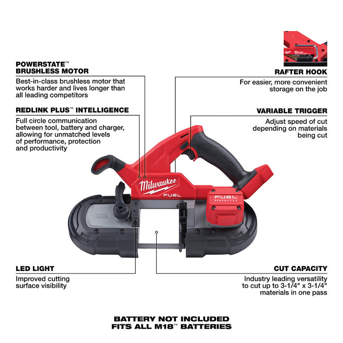 Sierra de cinta compacta MILWAUKEE M18 FUEL™ (solo herramienta)