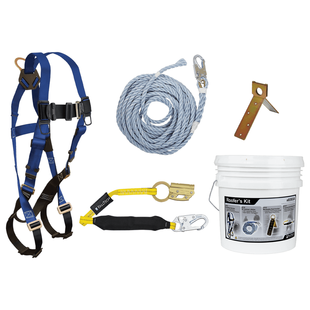 FALLTECH Roofer's Kit w/ Single-Use Anchor & Manual Rope Adjuster