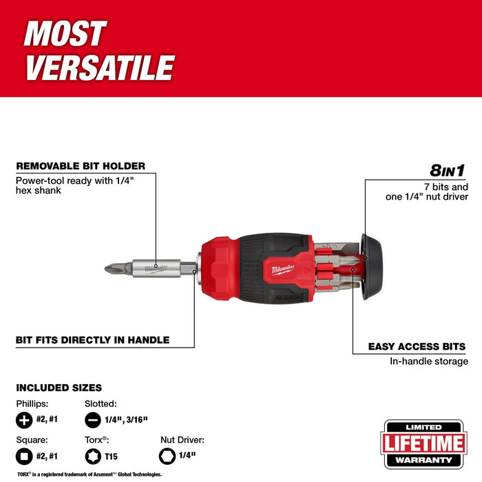 MILWAUKEE 8-IN-1 Compact Multi-Bit Screwdriver