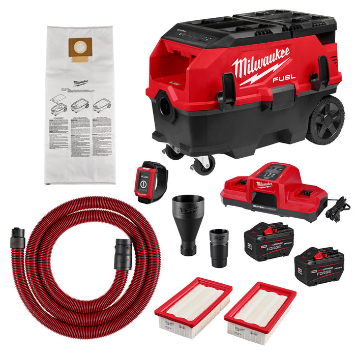 MILWAUKEE 0888-20HD M18 FUEL™ 9 Gallon Dual Battery Dust Extractor w/ PACKOUT™ Compatibility and VACLINK™ Kit