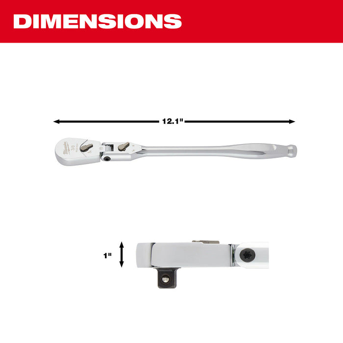 MILWAUKEE 3/8" Drive 12" Flex Head Ratchet