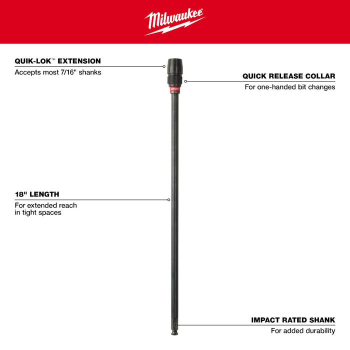 Milwaukee Tools 18 x 7/16  ALLHEX QK CHG EXT 48-28-1050