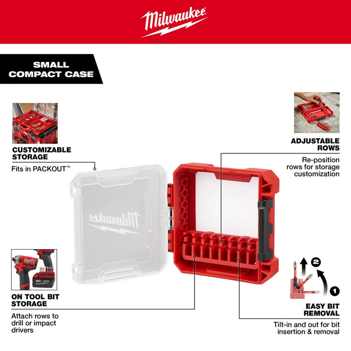Estuche compacto pequeño personalizable MILWAUKEE para accesorios de destornillador de impacto