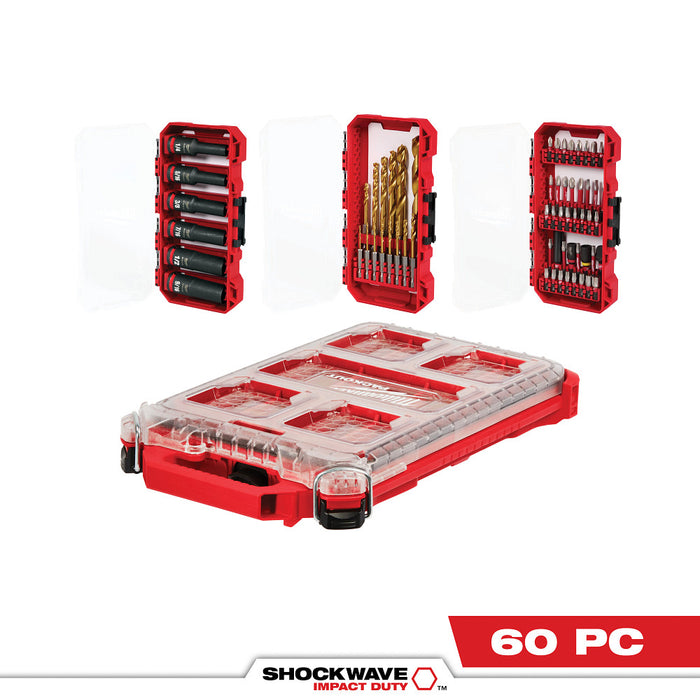 MILWAUKEE 60 PC. SHOCKWAVE™ Impact Duty Drill, Drive, & Fasten PACKOUT™ Set