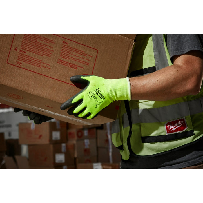 MILWAUKEE High Visibility Cut Level 1 Polyurethane Dipped Gloves