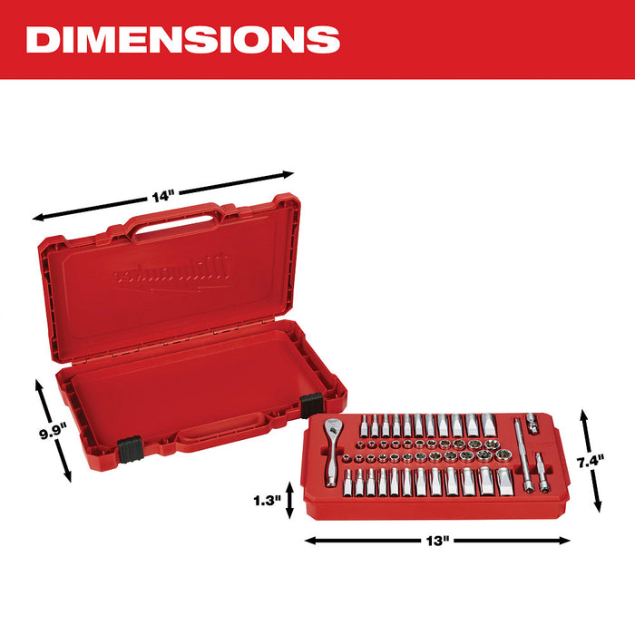 MILWAUKEE 50 PC. 1/4" Drive Ratchet & Socket Set - SAE & Metric