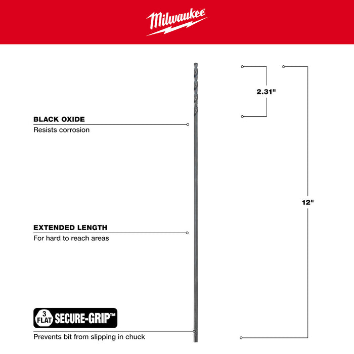 Milwaukee Tools 3/16" Aircraft Black Oxide Bit 48-89-2771