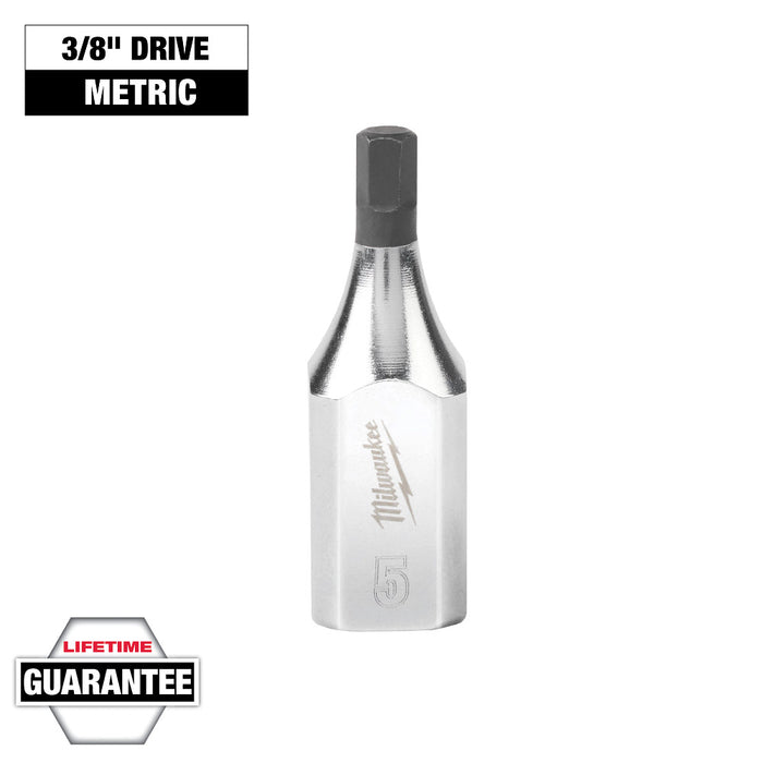 MILWAUKEE 3/8" Drive Hex Bit Sockets - Metric