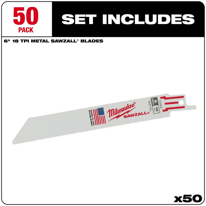 Milwaukee Tools (50)SUPER SAWZALL 18T 6LG 48-01-6184