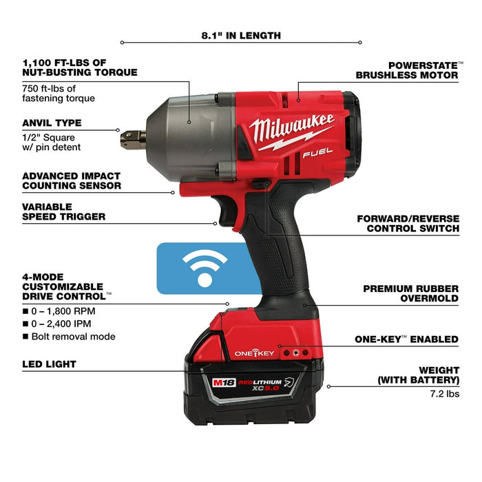 MILWAUKEE M18 FUEL™ w/ ONE-KEY™ High Torque Impact Wrench 1/2" Pin Detent Kit