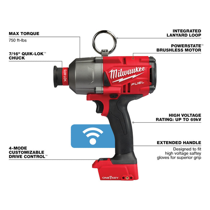 MILWAUKEE M18 FUEL™ 7/16" Hex Utility HTIW w/ ONE-KEY™ (Tool Only)+ FREE 5.0 Battery