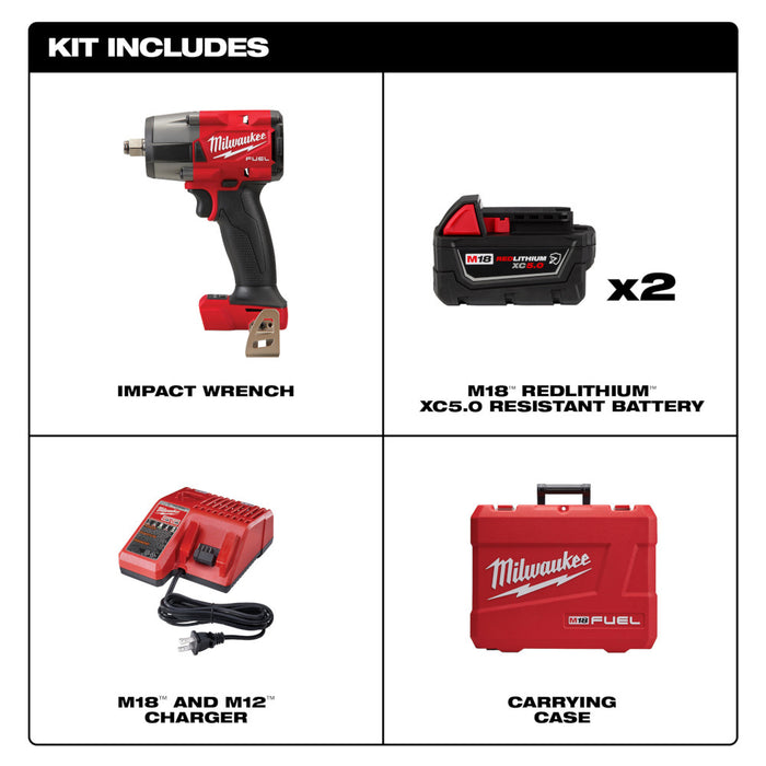 MILWAUKEE M18 FUEL™ 1/2" Mid-Torque Impact Wrench w/ Friction Ring Kit