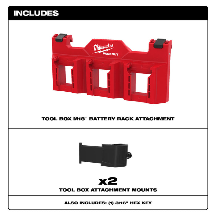 MILWAUKEE PACKOUT™ Tool Box M18™ Battery Rack Attachment