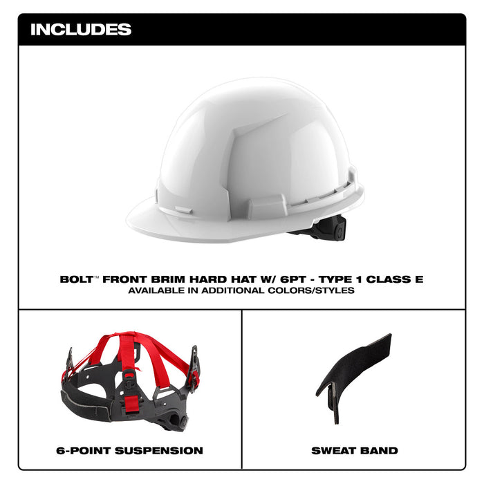 MILWAUKEE BOLT™ Front Brim Hard Hat w/ 6PT Ratcheting Suspension (USA) - Type 1