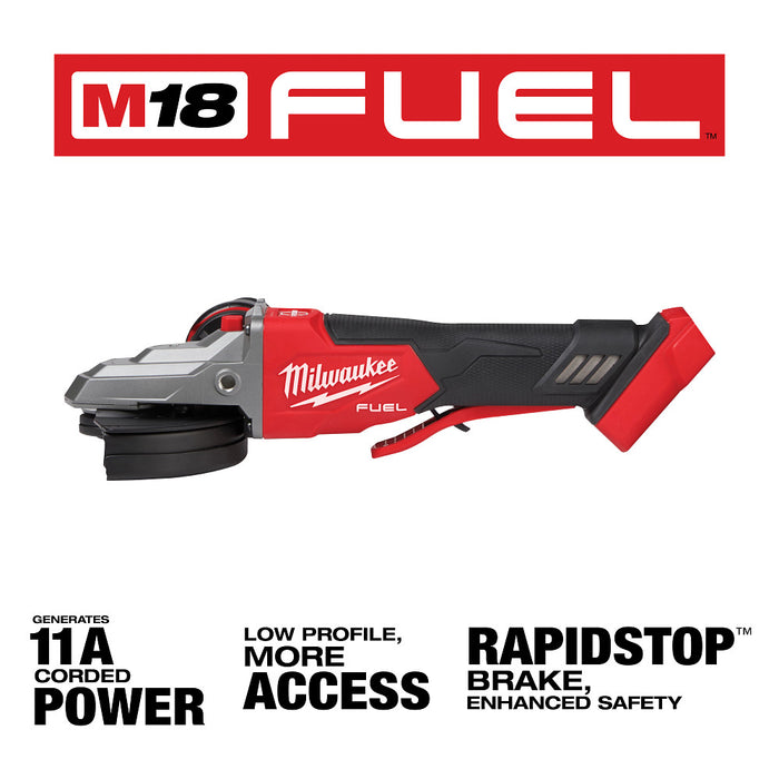 MILWAUKEE M18 FUEL 5" Flathead Braking Grinder w/ Paddle No-Lock Switch (Tool Only)