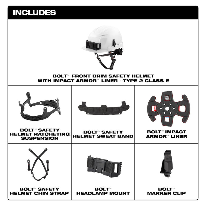 MILWAUKEE BOLT™ Front Brim Safety Helmet w/ IMPACT ARMOR™ Liner