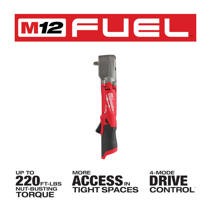 Llave de impacto de ángulo recto MILWAUKEE M12 FUEL™ de 3/8" con anillo de fricción (solo herramienta)