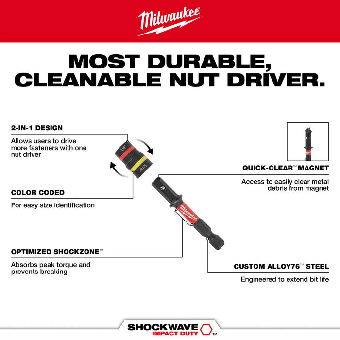 Milwaukee Tools 1/4"&5/16"x2-1/4" 2in1 Nut Drvr 49-66-4742