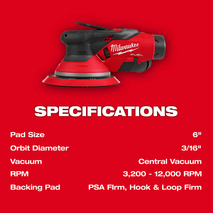 MILWAUKEE M12 FUEL™ 6" (3/16") Random Orbital Sander Kit
