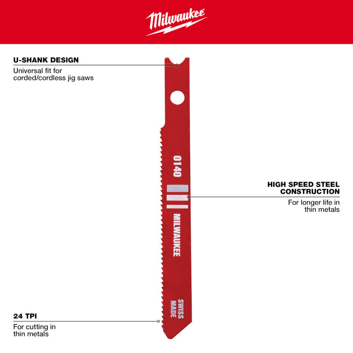 Milwaukee Tools 2-3/4", 24 TPI, Jig Saw Blades 48-42-0140