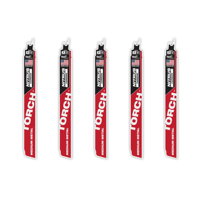 MILWAUKEE 10 TPI TORCH™ Medium Metal SAWZALL® Blade w/ NITRUS CARBIDE™ (5 PACK)