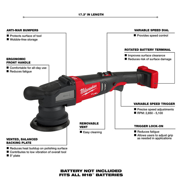 MILWAUKEE M18 FUEL 15mm Random Orbital Polisher (Tool Only)