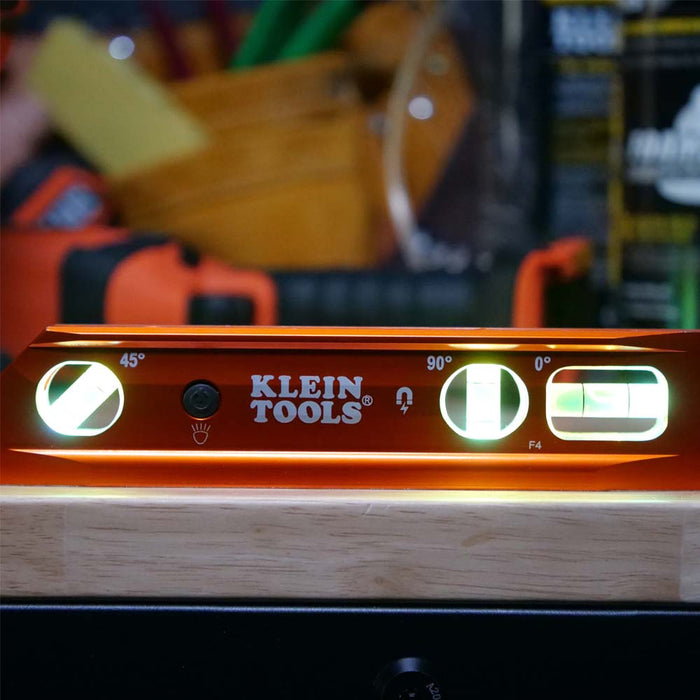 KLEIN TOOLS 9" Lighted Torpedo Billet Level w/ Rare-Earth Magnet