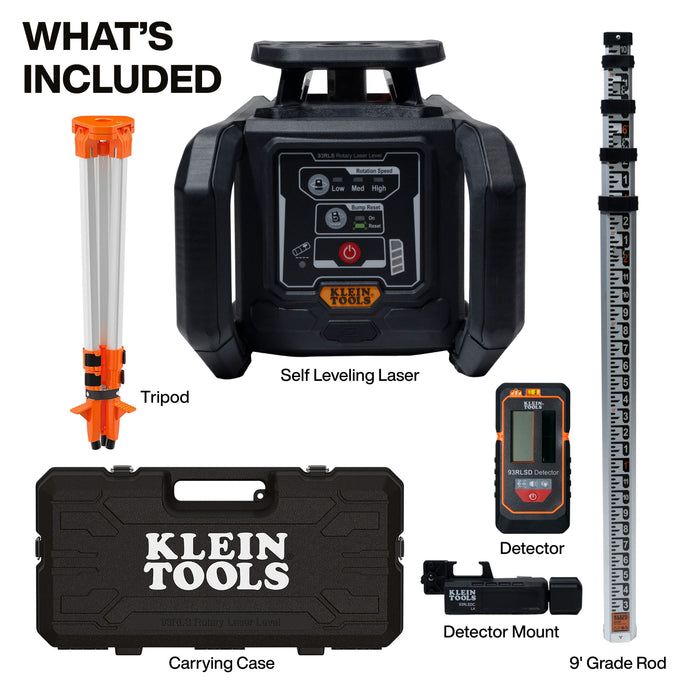 KLEIN TOOLS Self-Leveling Green Rotary Laser Level w/ Plumb Spot & Tripod