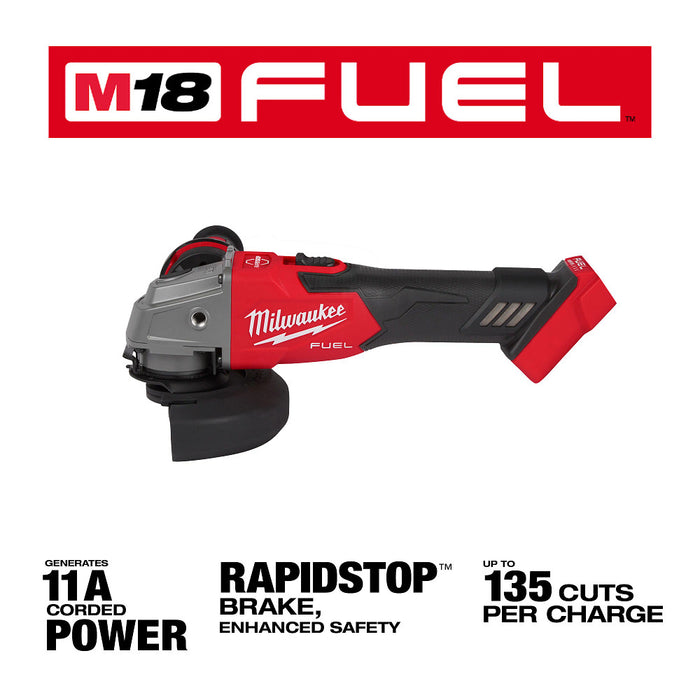 MILWAUKEE M18 FUEL™ 4-1/2" / 5" Braking Grinder w/ Slide Lock-On Switch (Tool Only)
