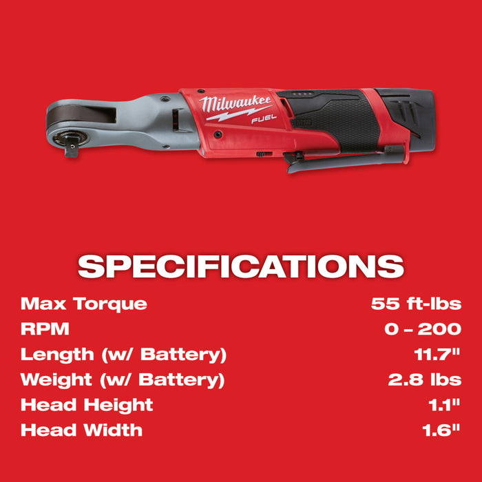 MILWAUKEE M12™ FUEL™ Juego de trinquete de 3/8"