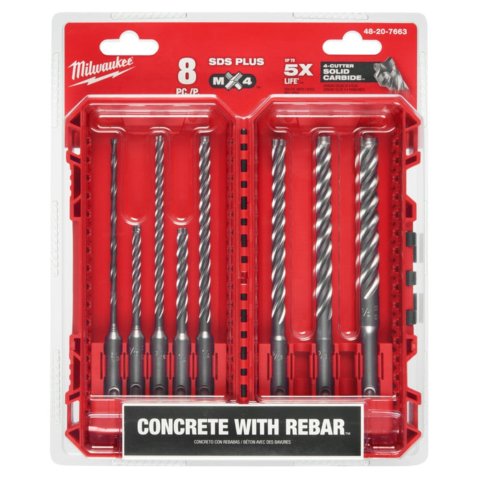 MILWAUKEE 8 PC. SDS PLUS MX4™ 4-Cutter Drill Bit Kit