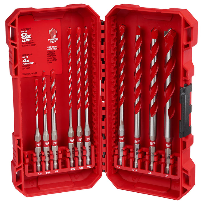 MILWAUKEE 10 UDS. Kit de brocas de martillo de carburo SHOCKWAVE IMPACT DUTY™