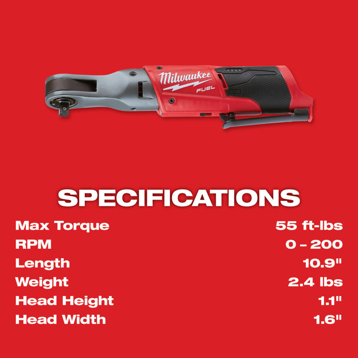 Trinquete MILWAUKEE M12™ FUEL™ de 3/8" (solo herramienta)