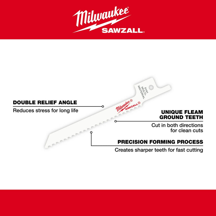 MILWAUKEE 3-5/8" 10 TPI SUPER SAWZALL® Blade (5 PACK)