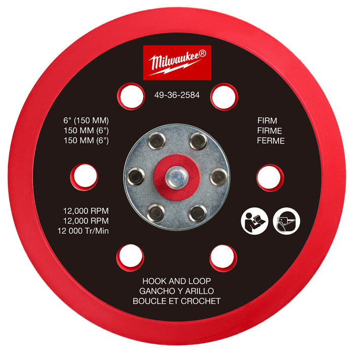 MILWAUKEE 6" Random Orbital Sander Backing Pad - Firm