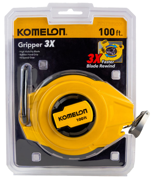 Komelon 100' x 3/8" Closed Case Steel with Carabiner Clip