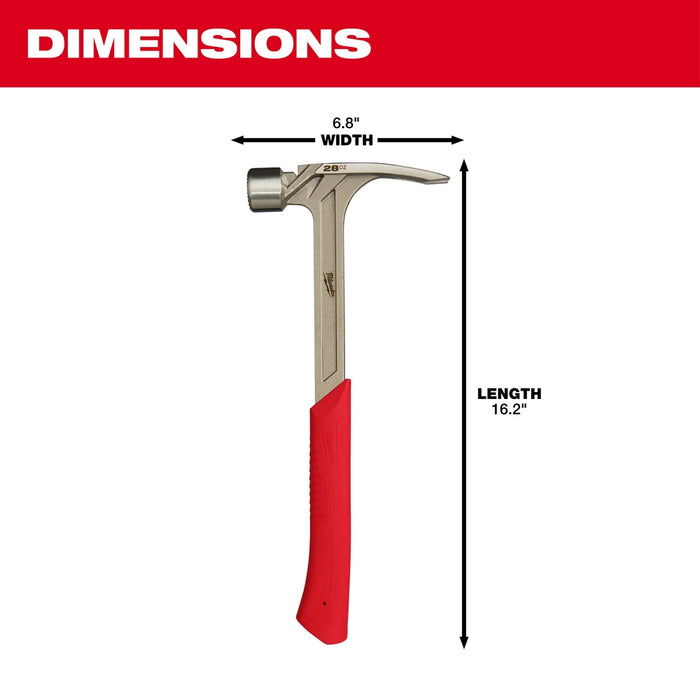 MILWAUKEE 28 oz. Milled Face Framing Hammer