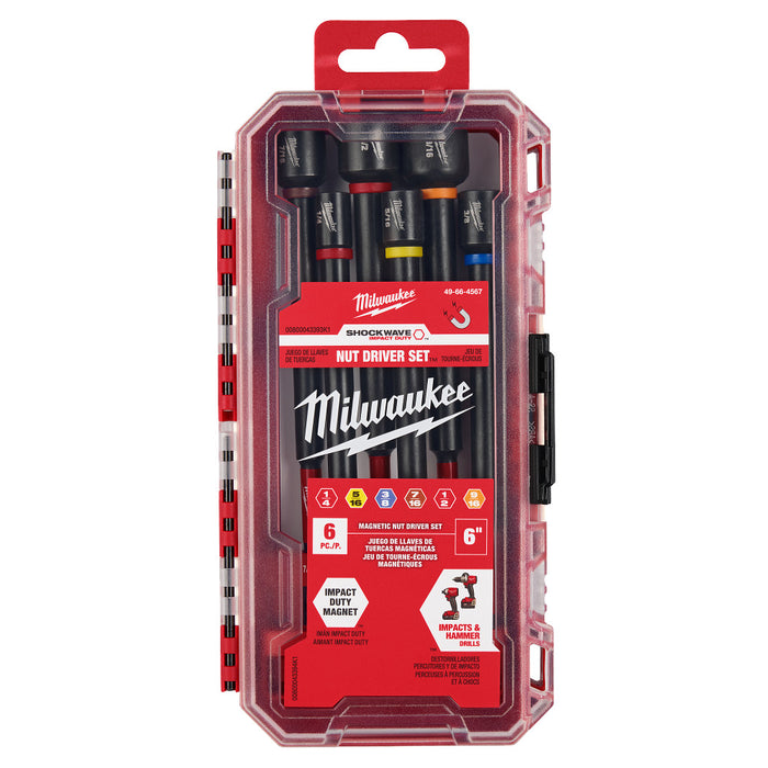 MILWAUKEE 6 PC. SHOCKWAVE IMPACT DUTY™ 6" Magnetic Nut Driver Set