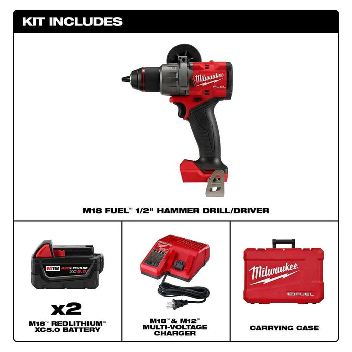 Kit de taladro percutor/destornillador MILWAUKEE M18 FUEL™ de 1/2"