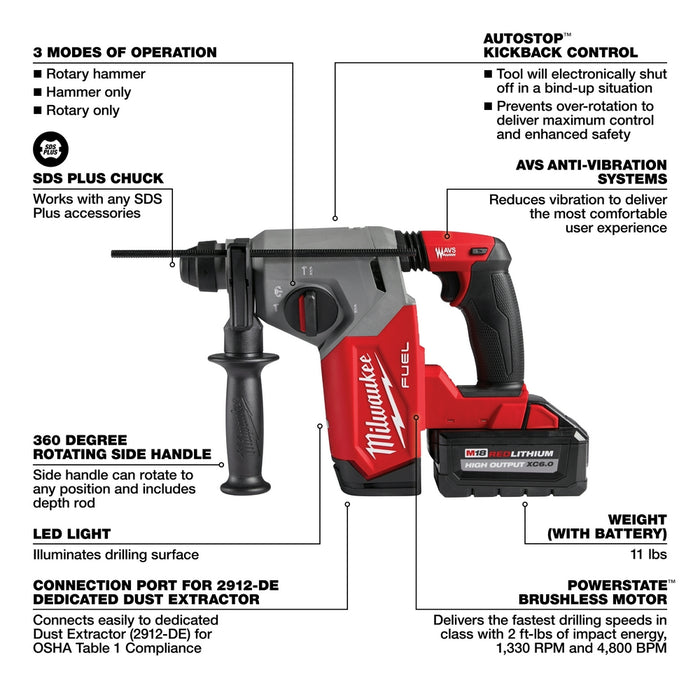 MILWAUKEE M18 FUEL™ 1" SDS PLUS Rotary Hammer Kit
