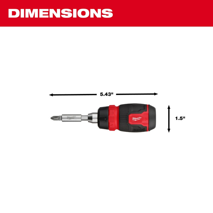 MILWAUKEE 8-IN-1 Ratcheting Compact Multi-Bit Screwdriver