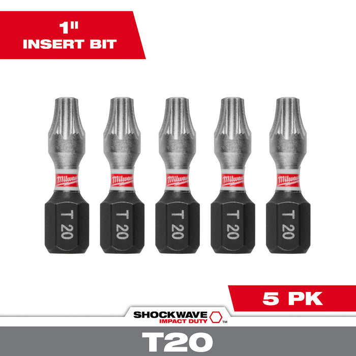 Milwaukee Tools 1" T20 Impact Driver Bit 5 Pack 48-32-4614