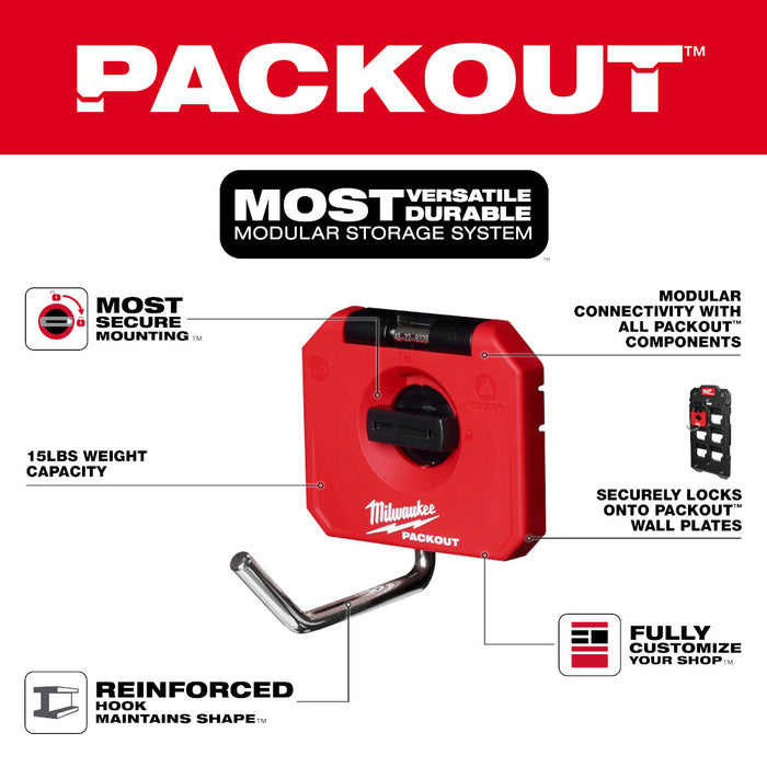 MILWAUKEE PACKOUT™ Gancho recto simple de 4"