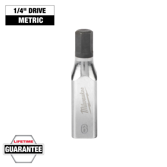 MILWAUKEE Dados con punta hexagonal con accionamiento de 1/4" - Métricos