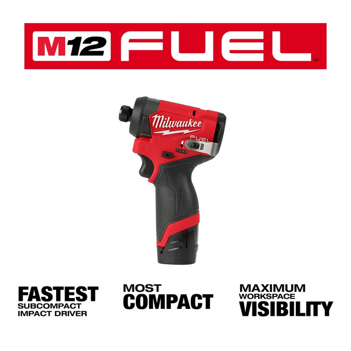MILWAUKEE M12 FUEL™ 1/4" Hex Impact Driver Kit + FREE 48-11-2425