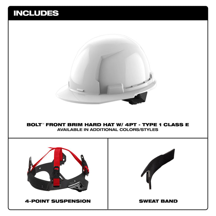 MILWAUKEE BOLT™ Front Brim Hard Hat w/ 4PT Ratcheting Suspension (USA) - Type 1