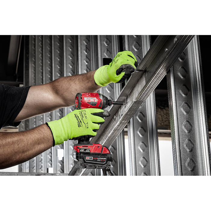 MILWAUKEE High Visibility Cut Level 3 Polyurethane Dipped Gloves
