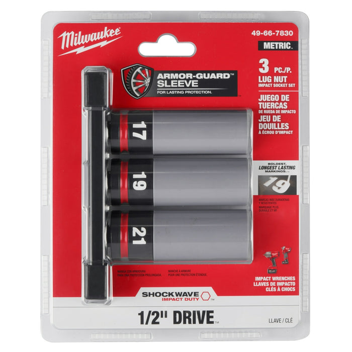 MILWAUKEE SHOCKWAVE IMPACT DUTY™ 1/2 Unidad Métrica 3 PC. Juego de llaves de tuercas para ruedas