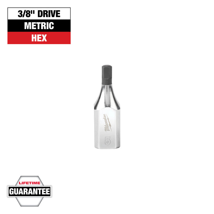 MILWAUKEE 3/8" Drive Hex Bit Sockets - Metric