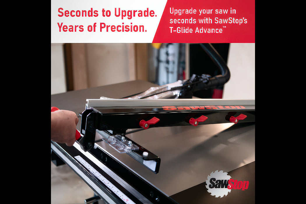 Professional 1.75HP Cabinet Saw with 36” Professional T-Glide Advance Rip Fence, Rails & Extension Table PCS175-ATGP36